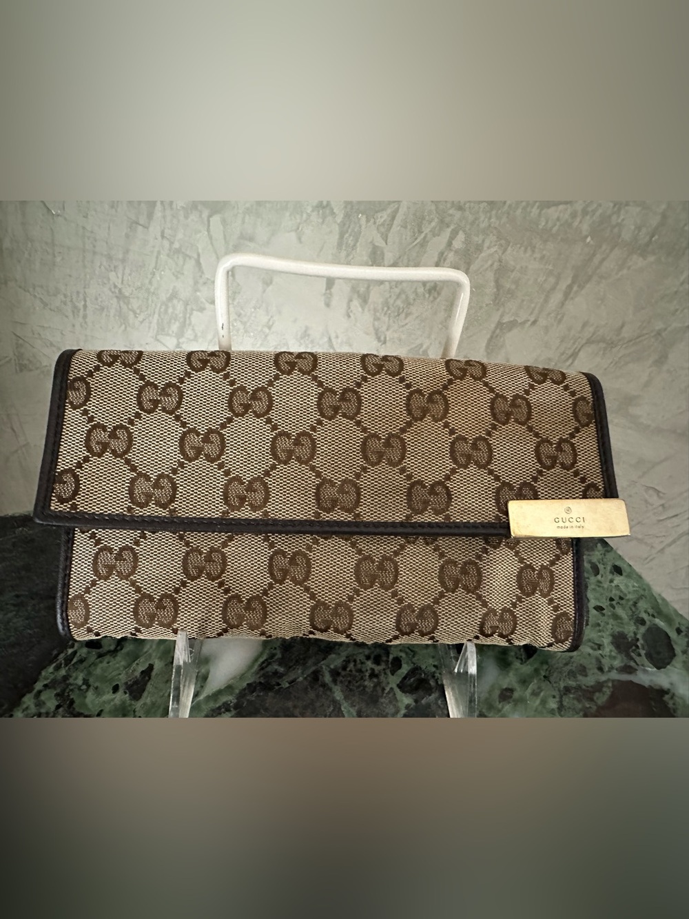 GUCCI AUTHENTIC Designer-Inspired Brown Monogram  Clutch LONG Wallet